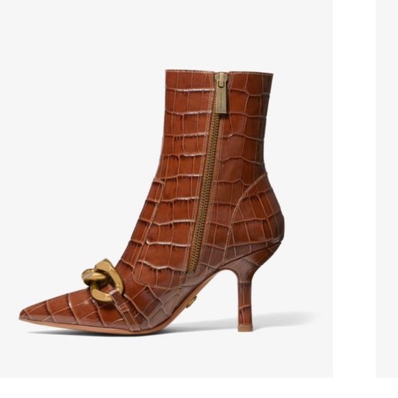 Michael Kors Scarlett Embellished Crocodile Embossed Leather Boot ✨brand new✨ - Picture 2 of 6